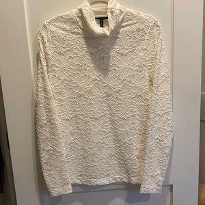 White House Black Market cream lace turtleneck